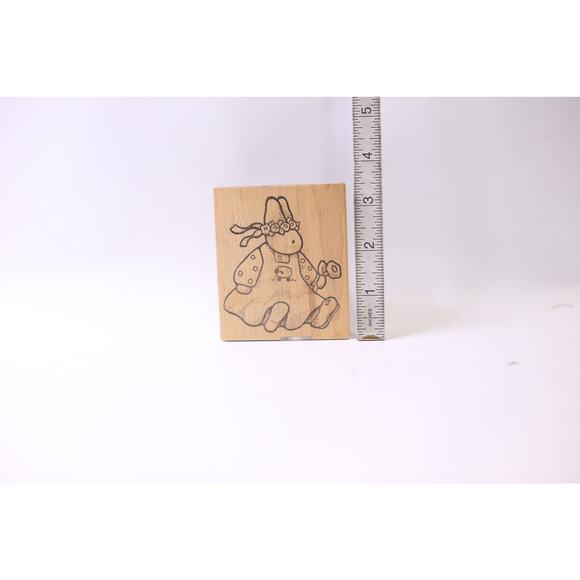 Easter Bunny in Floral Wreath with a Flower, Spring, Cute Animal, Message Stamp - Picture 3 of 3